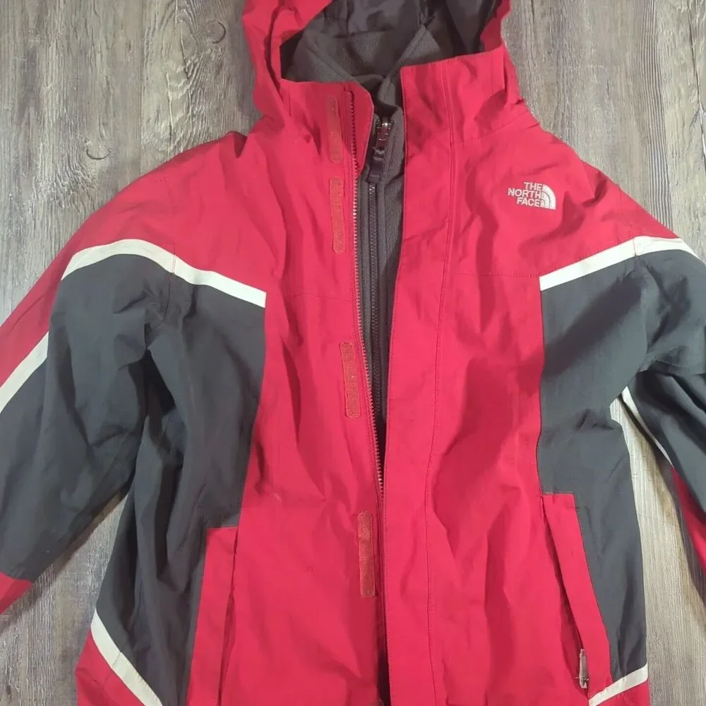 North Face Jacket Boys Large Long Sleeve Full Zip Pockets Hooded 14-16 HyVent